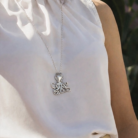 “Vintage Fork Octopus” Silverware Spoon Squid Octopod Kraken Tentacles Necklace - Picture 6 of 14